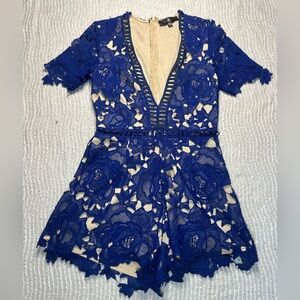Missguided Ladder Lace Play Suit Romper Navy Blue Lace Romper NWT Size 6 Lacey